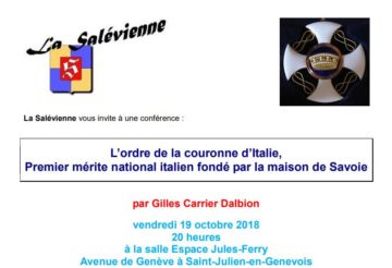 Conférence l'Ordre de la couronne d'Italie par Gilles Carrier Dalbion Guide du Patrimoine Savoie Mont Blanc