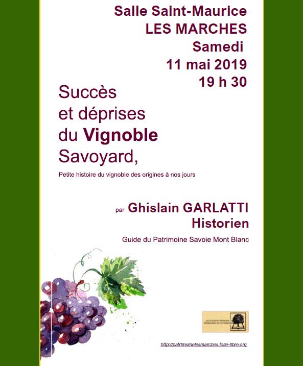 conférence Ghislain Garlatti Guide du Patrimoine Savoie Mont Blanc vins de Savoie